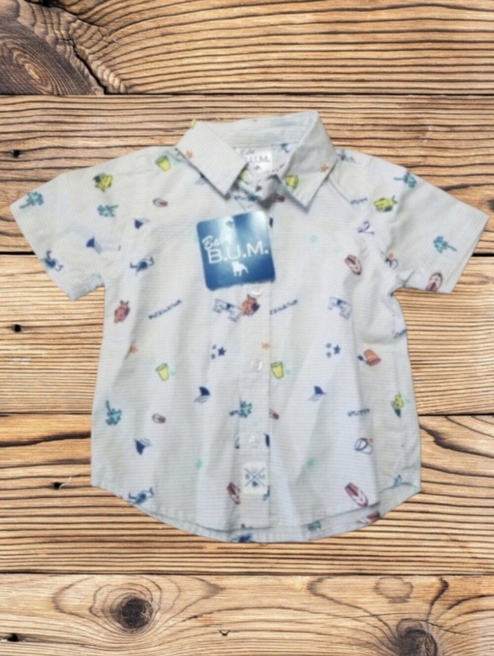 NWT - BABY B.U.M. SS BUTTON DOWN SHIRT 18 MONTHS